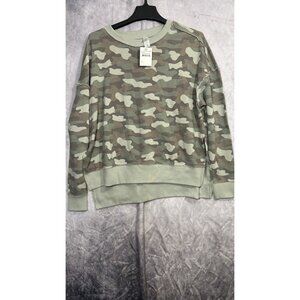 Alternative Camo Print Green Dolman Sleeve Lounge Sweater Women’s Small‎ NEW